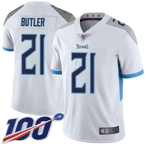 Tennessee Titans Limited White Men Malcolm Butler Road Jersey NFL Football #21 100th Season Vapor Untouchable